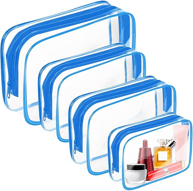 AURUZA 4 Pack Clear Toiletry Bag, Portable Travel Makeup Bags by AURUZA