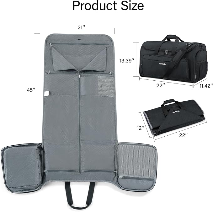 Hanke Carry on Garment Bags for Travel, Convertible Duffle Bag Luggage Bag - Image 4