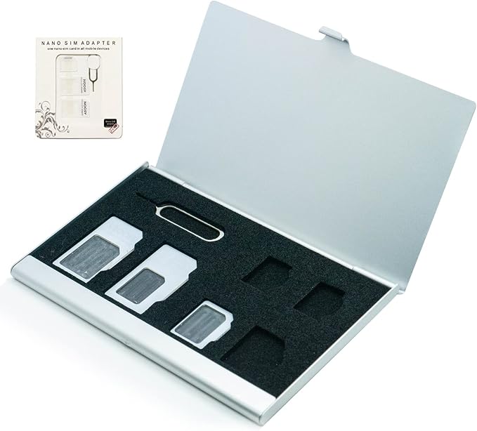 Aluminum SIM Card Case, 6Slots Ultrathin SIM Card Holder by JAKENHAM