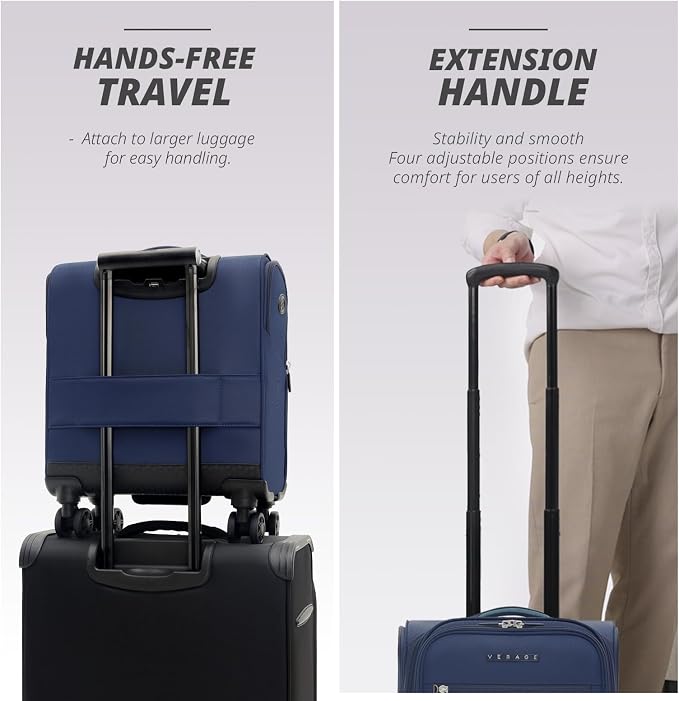 Verage Under Seat Luggage with Wheels, Softside Small Suitcase Spinner Carry On - Image 5