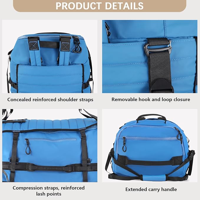 Rolling Duffle Bag with Wheels, 86L 30”Folding Duffle Backpack with 2 Wheels - Image 6