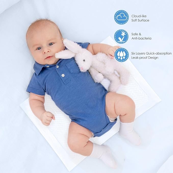 Disposable Changing Pads for Baby, 150 Pack Disposable Changing Pad Liners - Image 2