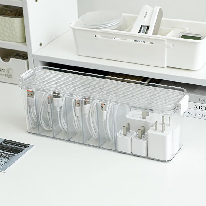 Yesesion 4 Pack Clear Cable Storage Box - Image 7