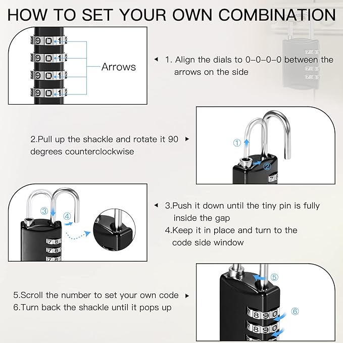 Moxweyeni 5 Pcs 4 Digit Combination Lock Small Combo Luggage Number Locks - Image 4