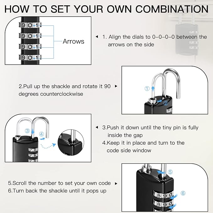 Moxweyeni 30 Pcs 4 Digit Combination Lock Small Combo Luggage Number Locks - Image 4