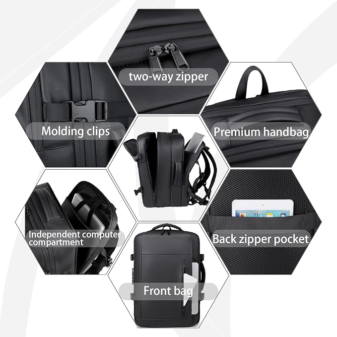 Vacuum-sealed travel computer backpack, Water-Resistant, - Image 2