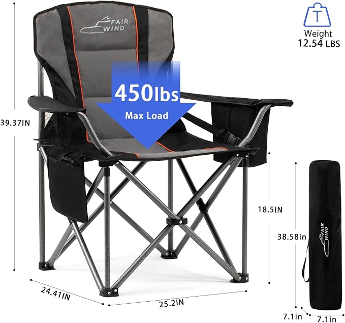 FAIR WIND Oversized Fully Padded Camping Chair - Image 3