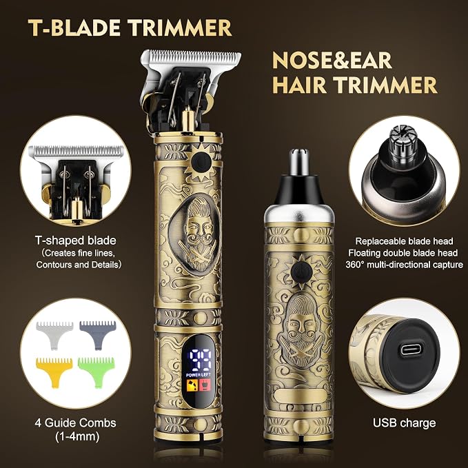 Professional Hair Clippers for Men, Hair Clippers+T-Blade Trimmer+Electric - Image 4