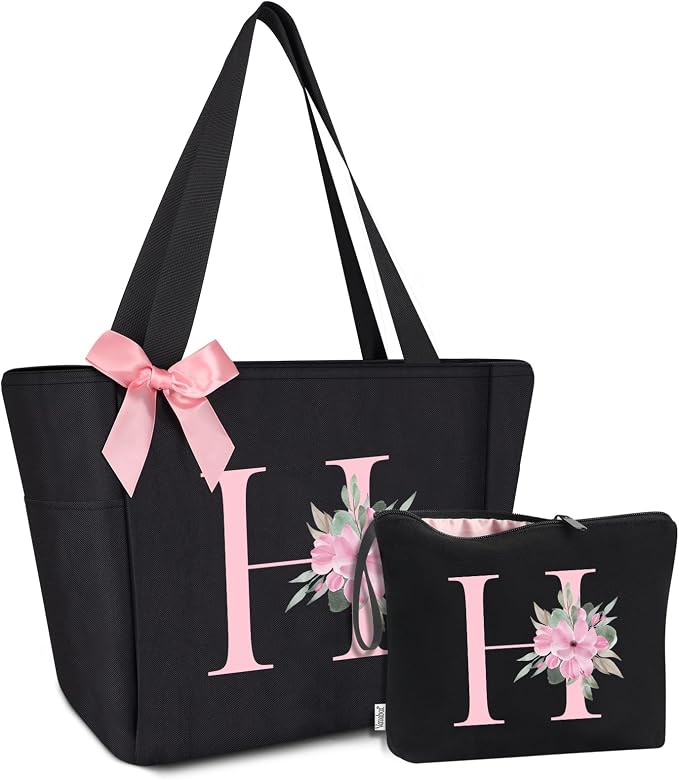 Vavabox Tote Bag, A-Z Initial Monogrammed Waterproof Tote Bag, Bridesmaid Gifts by Vavabox