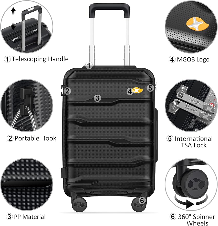 28 Inch Luggage with Spinner Wheels, Large Hard Shell Suitcase, Lightweight PP - Image 5
