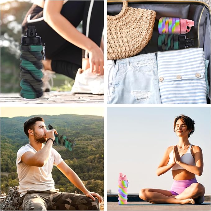 Collapsible Water Bottle for Adults, Reusable Silicone Foldable Water Bottles - Image 8