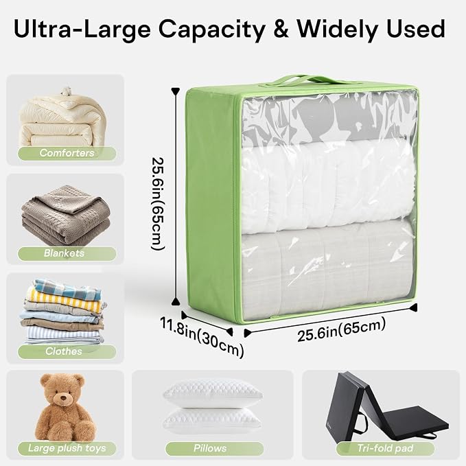 Clothes Storage Bags, Foldable Thick Fabric Blanket Storage Bags, Large Clear - Image 2