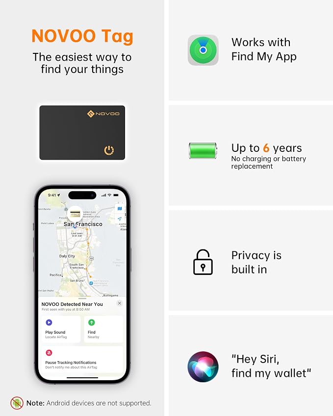 NOVOO Air Locator Tag Wallet Tracker Card - Image 8