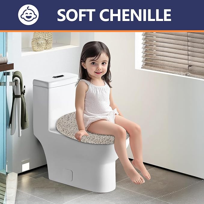 Microfiber Elongated Toilet Seat Cover 19.5"x 15" Machine Washable Solid Toilet - Image 5