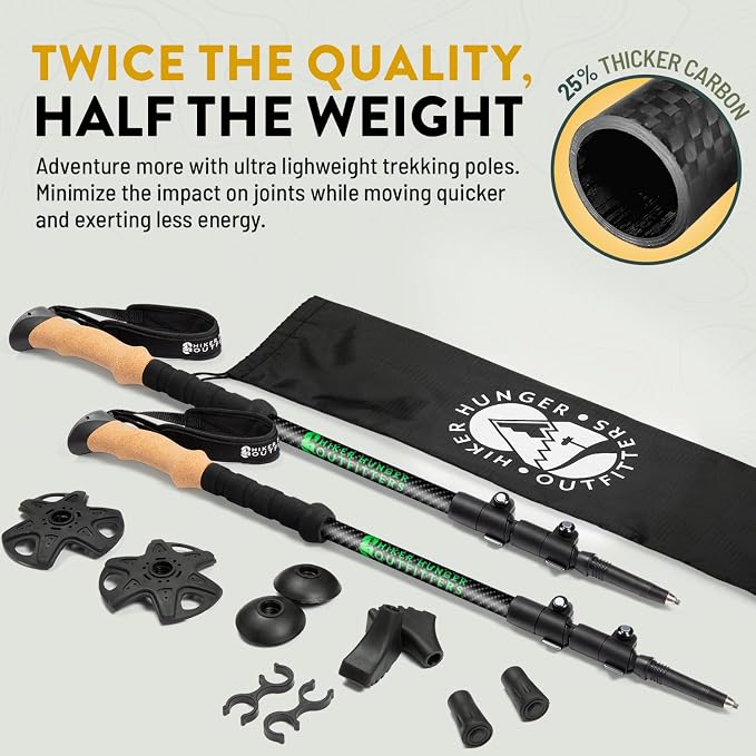 100% Carbon Fiber Trekking Poles by USA Brand - Image 2