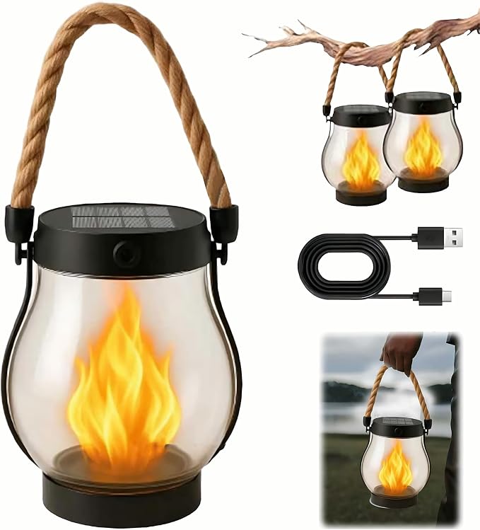 Kaliqo Solar Lantern Outdoor Lights Solar Lantern Waterproof Flickering Flame by Unknown