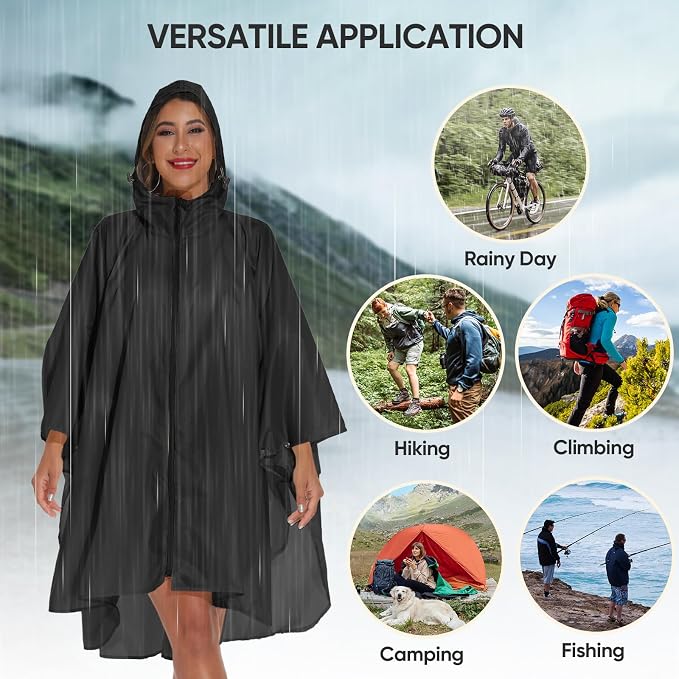 PTEROMY Hooded Rain Poncho for Adult - Image 7