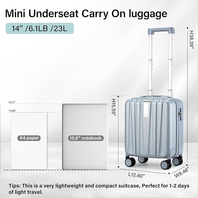 Hanke 14 Inch Underseat Carry On Luggage - Image 3