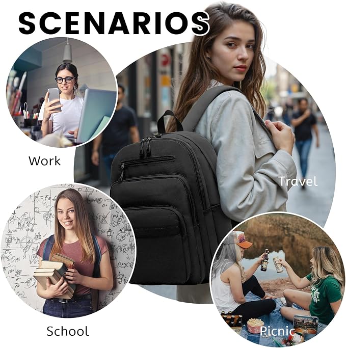 Lanola Basic Multi-Pocket Multipurpose Backpack Classical Water Resistant - Image 7
