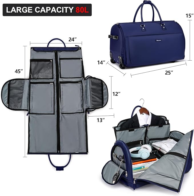 Modoker Rolling Garment Bags, Large Garment Duffle Bag - Image 2