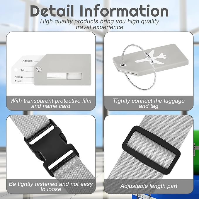 Weewooday 8 Pcs Luggage Straps Suitcase Tags Set - Image 3