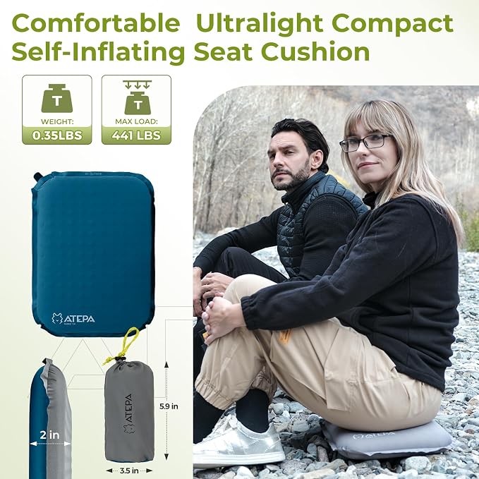ATEPA Inflatable Stadium Seat Cushion, Self-Inflating Memory Foam Stadium Seats - Image 2