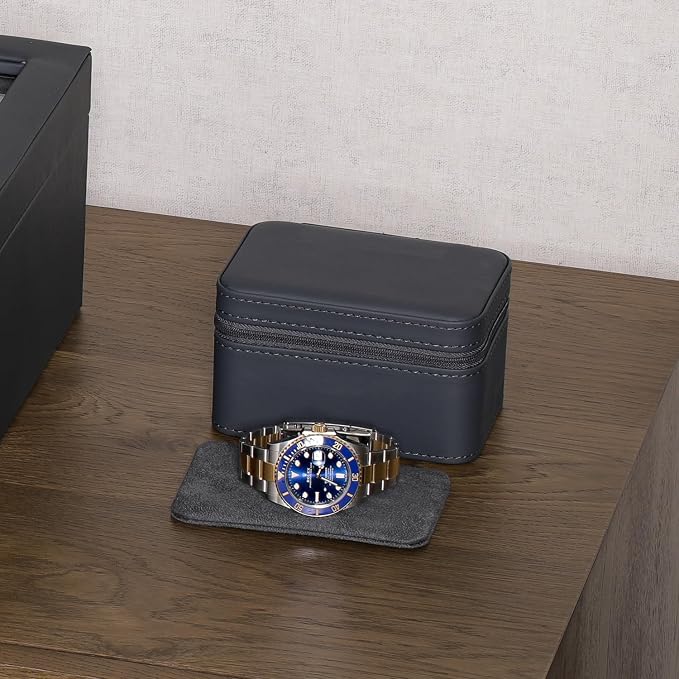 ROTHWELL 2 Watch Travel Case for Men | Compact PU Leather Protective Box - Image 3