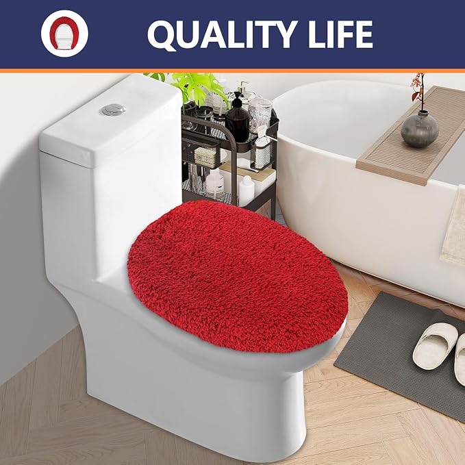Microfiber Elongated Toilet Seat Cover 19.5"x 15" Machine Washable Solid Toilet - Image 7