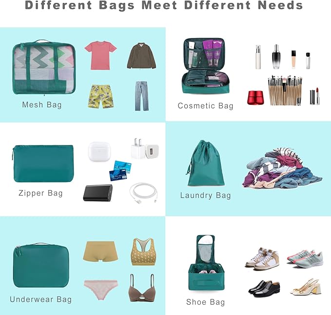 BAGAIL 8 Set Packing Cubes Luggage Packing Organizers - Image 5