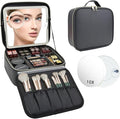 Travel Makeup Bag with LED Mirror and 10x magnifying glass with 3 Lighted by Unknown