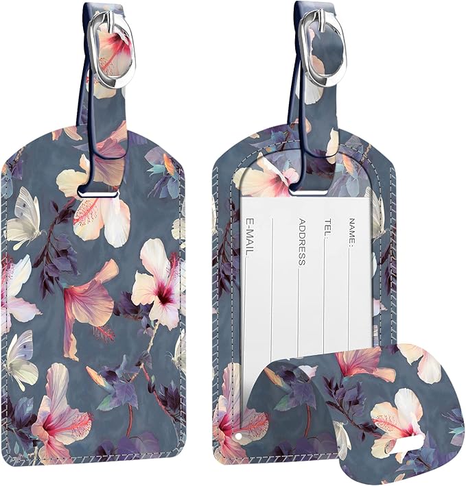 FINTIE 2 Pack Luggage Tags, Leather Name ID Labels by Fintie