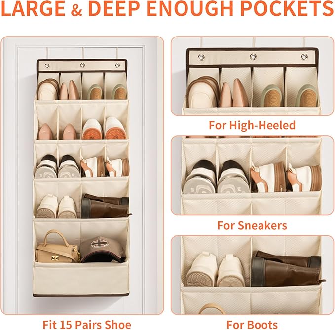 FENTEC 1 Pack Over the Door Shoe Organizers, Hanging Shoe Organizer - Image 3