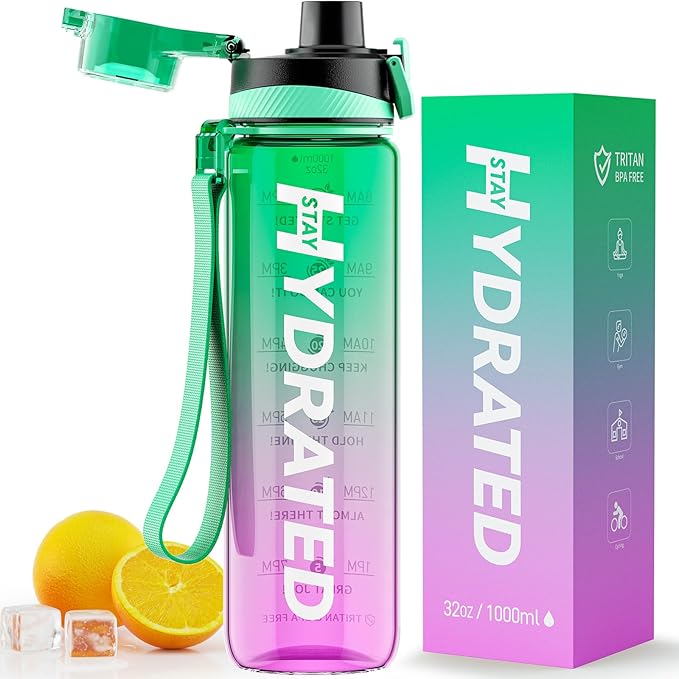 Water Bottle, 32 oz Motivational Water Bottles by Mevoly