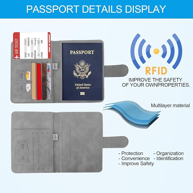 Passport Holders, RFID Blocking Credit Card Holder, PU Leather Vaccine Card - Image 3