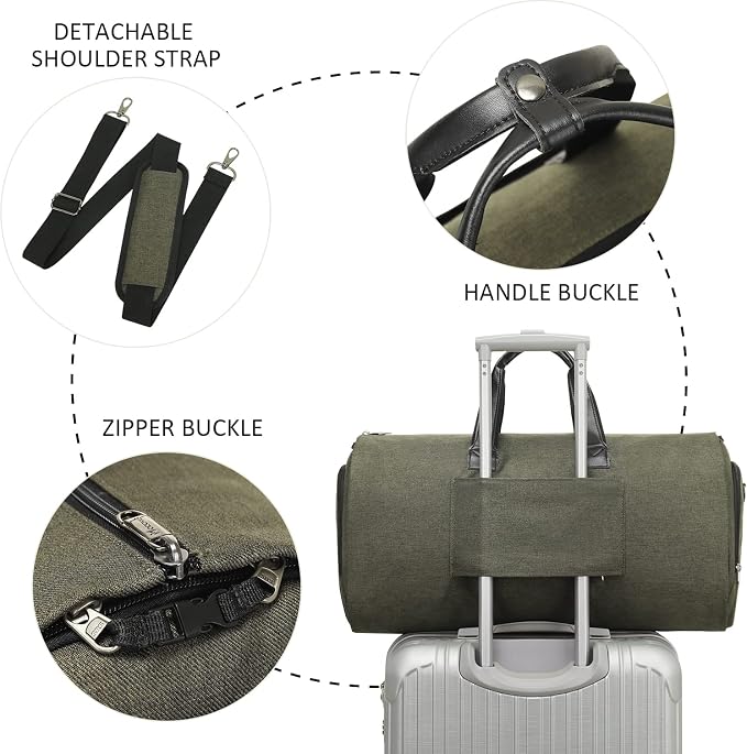 Convertible Garment Bag with Shoulder Strap, Modoker Carry on Garment Duffel Bag - Image 5
