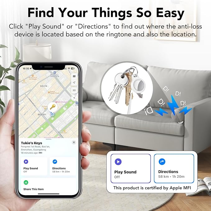 2025 New Air Tracker Tags-4 Pack, Replaceable Battery, Key Finder and Item - Image 4