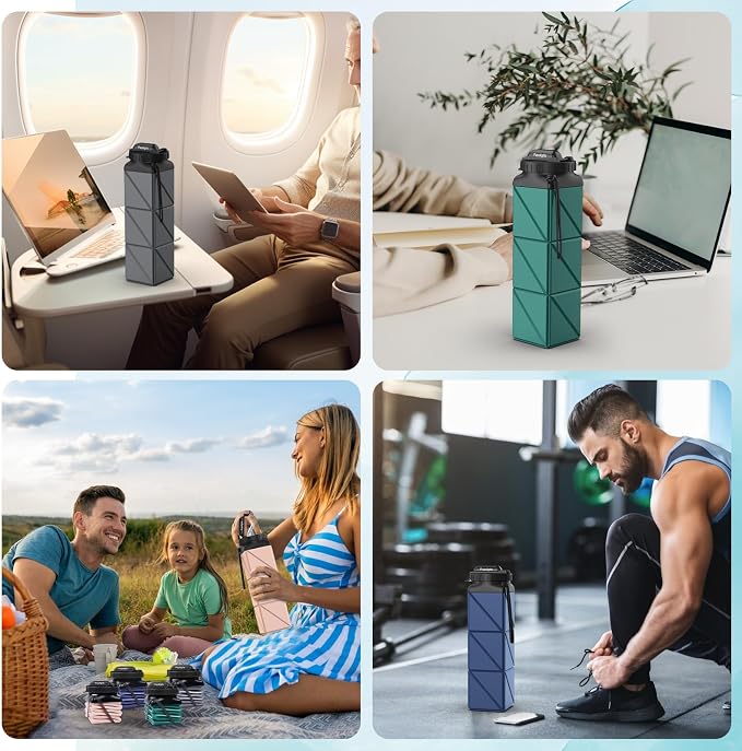 Collapsible Water Bottles 20.6oz Foldable Water Bottle BPA Free Reusable - Image 8