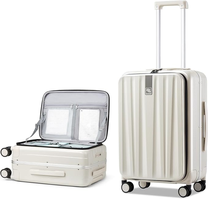 Hanke 24 Inch Checked Luggage PC Hard Case Luggage Top Opening Aluminum Frame by Hanke