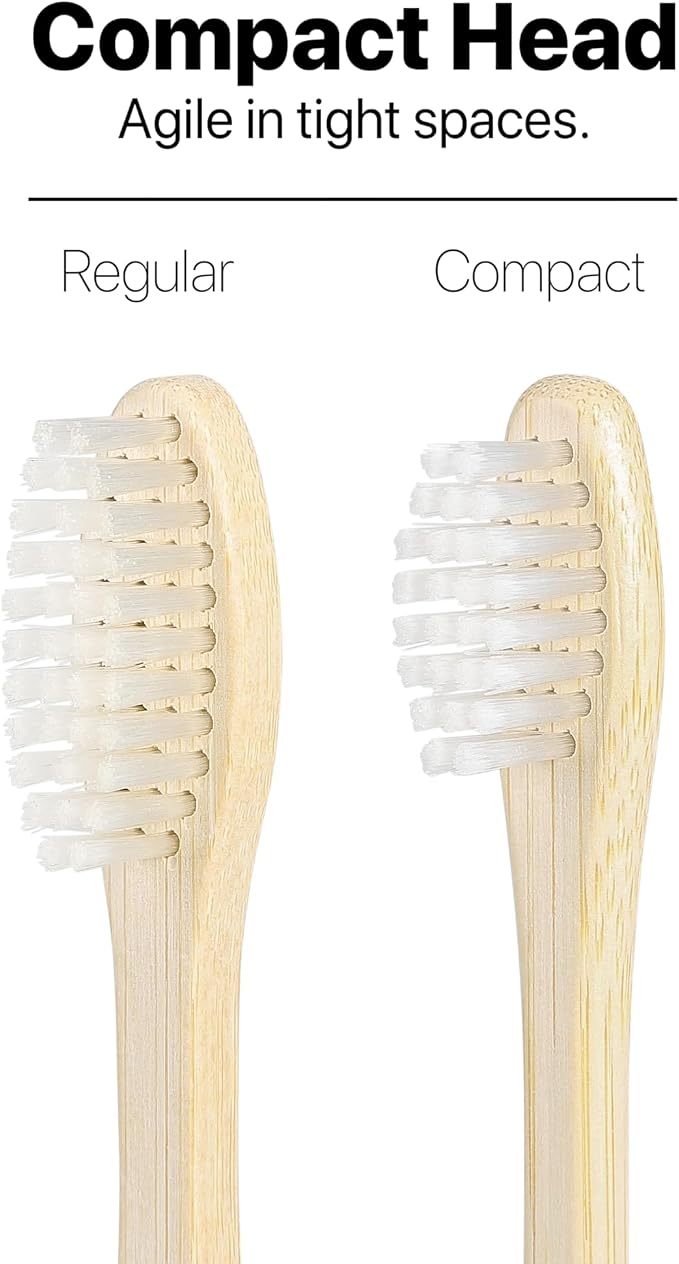 Sea Turtle Plant-Based Bristles, Compact Bamboo Toothbrushes, Soft Natural - Image 2