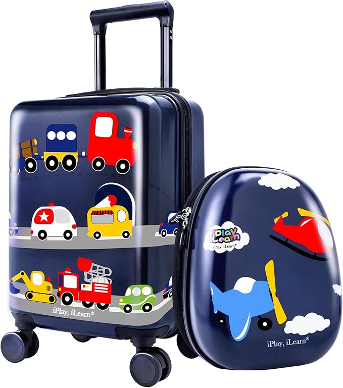 iPlay, iLearn Airplane Kids Luggage, Boys Carry On Suitcase, Toddler Rolling by iPlayiLearnLLC