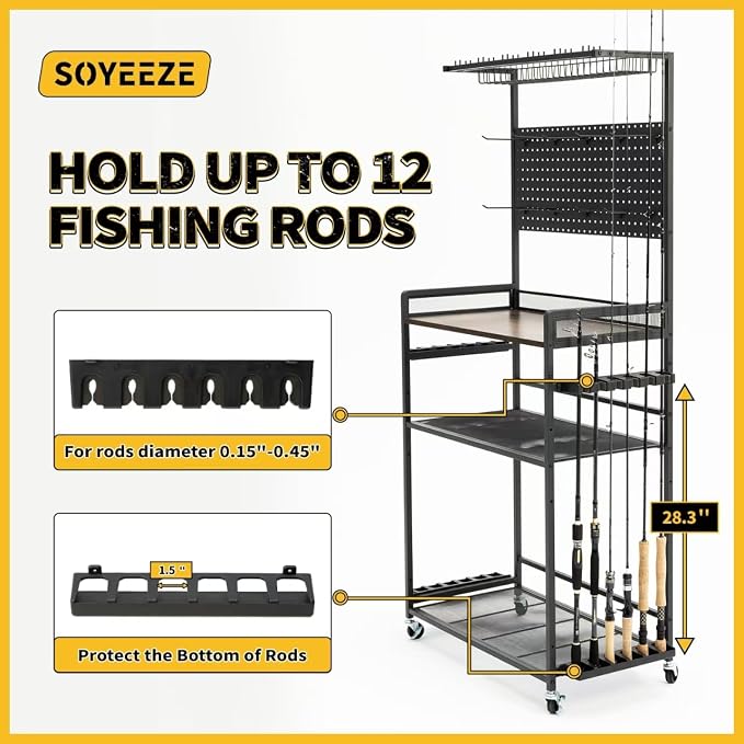 SOYEEZE Fishing Rod Holders for Garage, Fishing Gear Holder for Fishing Rod - Image 3