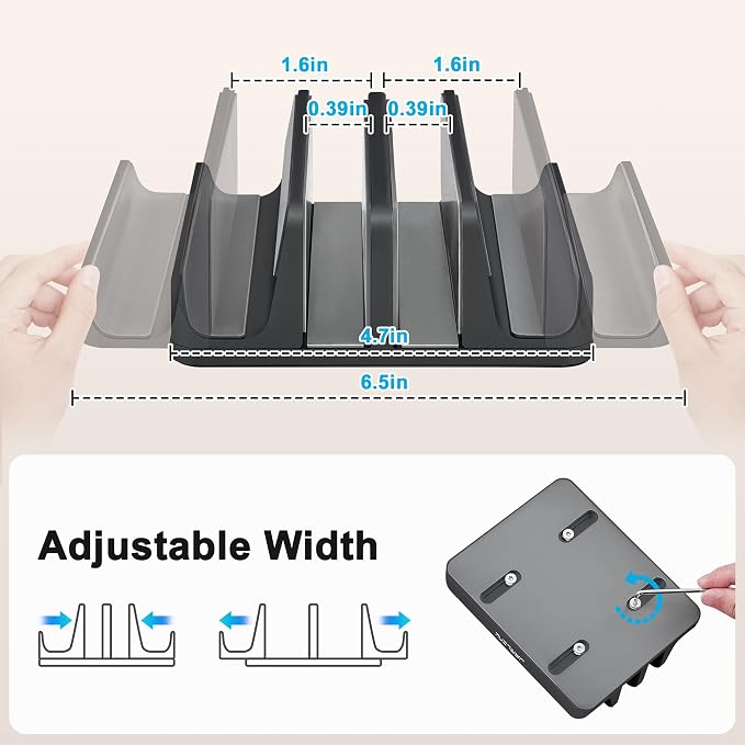 JARLINK 4-in-1 Adjustable Vertical Laptop Stand Holder, Aluminum Dual Slots - Image 2