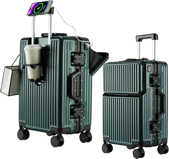 2-Piece Hardshell Zipperless Luggage Set, 20/26" Aluminum Frame Hardshell by cycyCarry