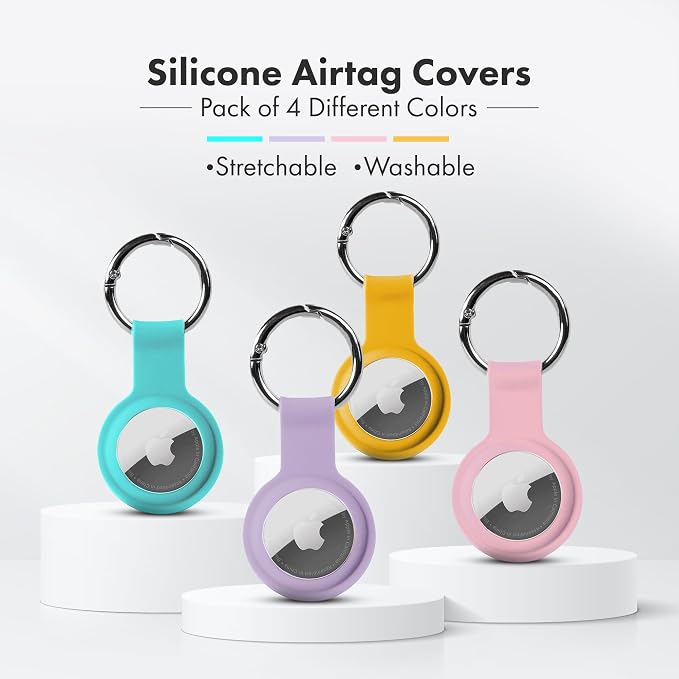 Apple AirTag Holders 4 Pack, Dustproof & Washable Cases, Silicon Covers - Image 2