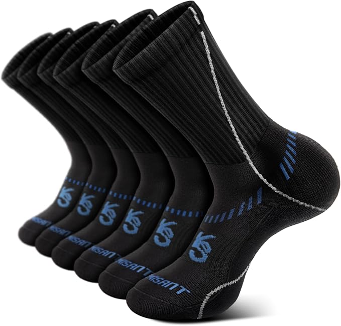 BULLIANT Compression Socks for Men 6Pairs, Athletic Crew Socks Cushioned For by BULLIANT
