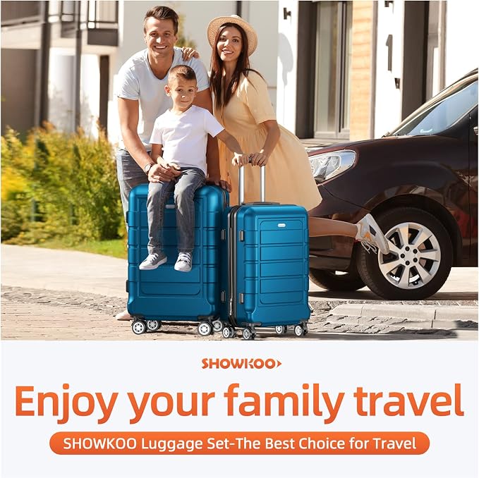 SHOWKOO Luggage Sets Expandable PC+ABS Durable Suitcase Sets Double Wheels TSA - Image 2