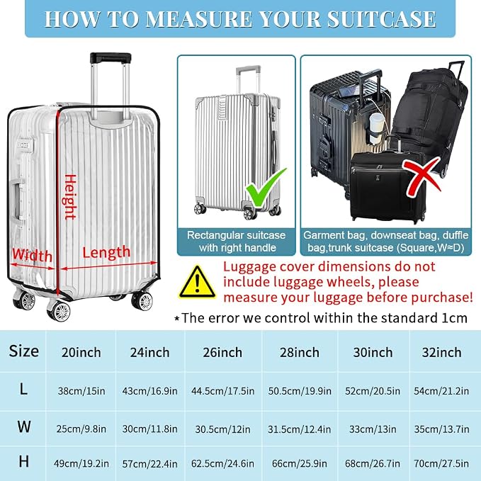 Yotako Clear PVC Suitcase Cover Protectors 32 Inch Luggage Cover - Image 5