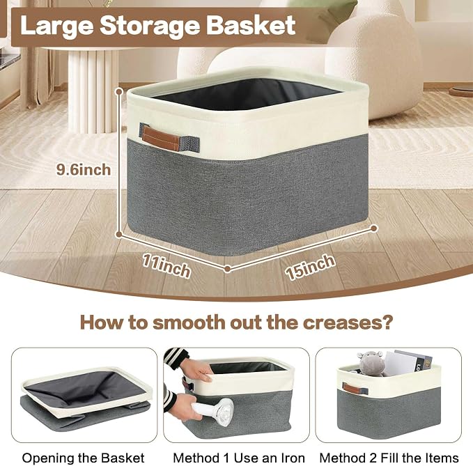 GhvyenntteS Large Fabric Storage Baskets - Image 3