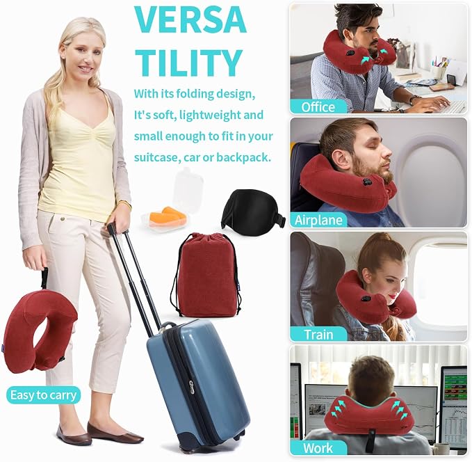 2 Pack Inflatable Travel Neck Pillows - Image 4