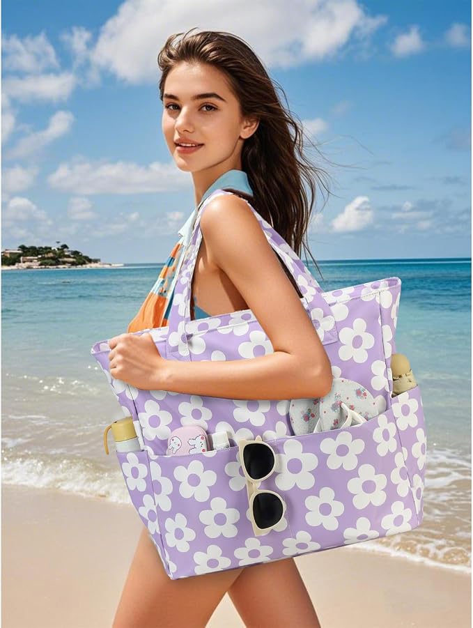 Beach Pool Bags Tote for Women Ladies Large Gym Tote Carry On Bag - Image 5